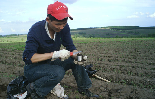 拜泉县监测人员采集监测土样